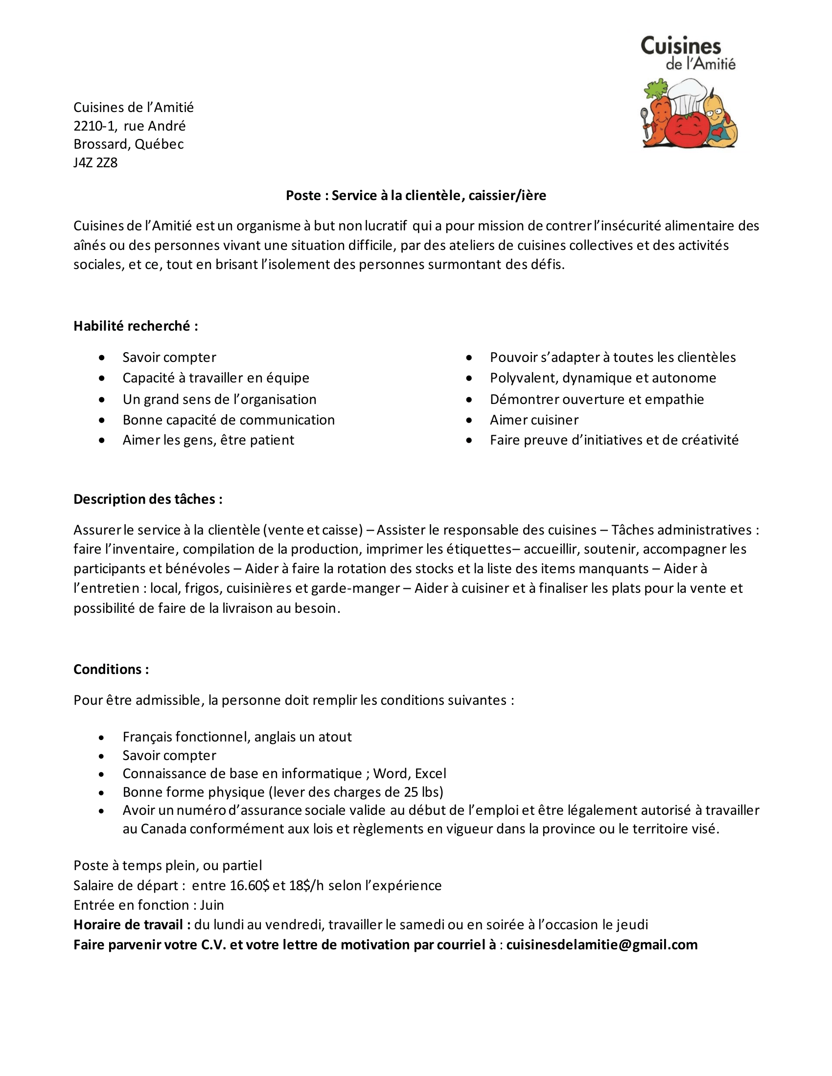 Poste caissier
